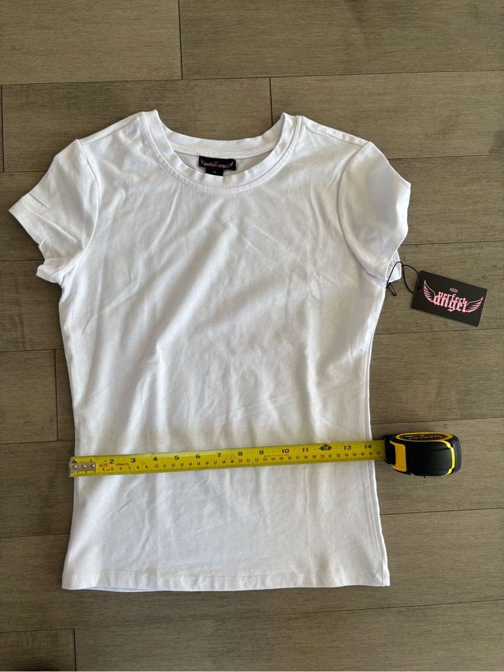 Women's White Crewneck Short Sleeve Tee by Perfect Angel - Picture 6 of 8